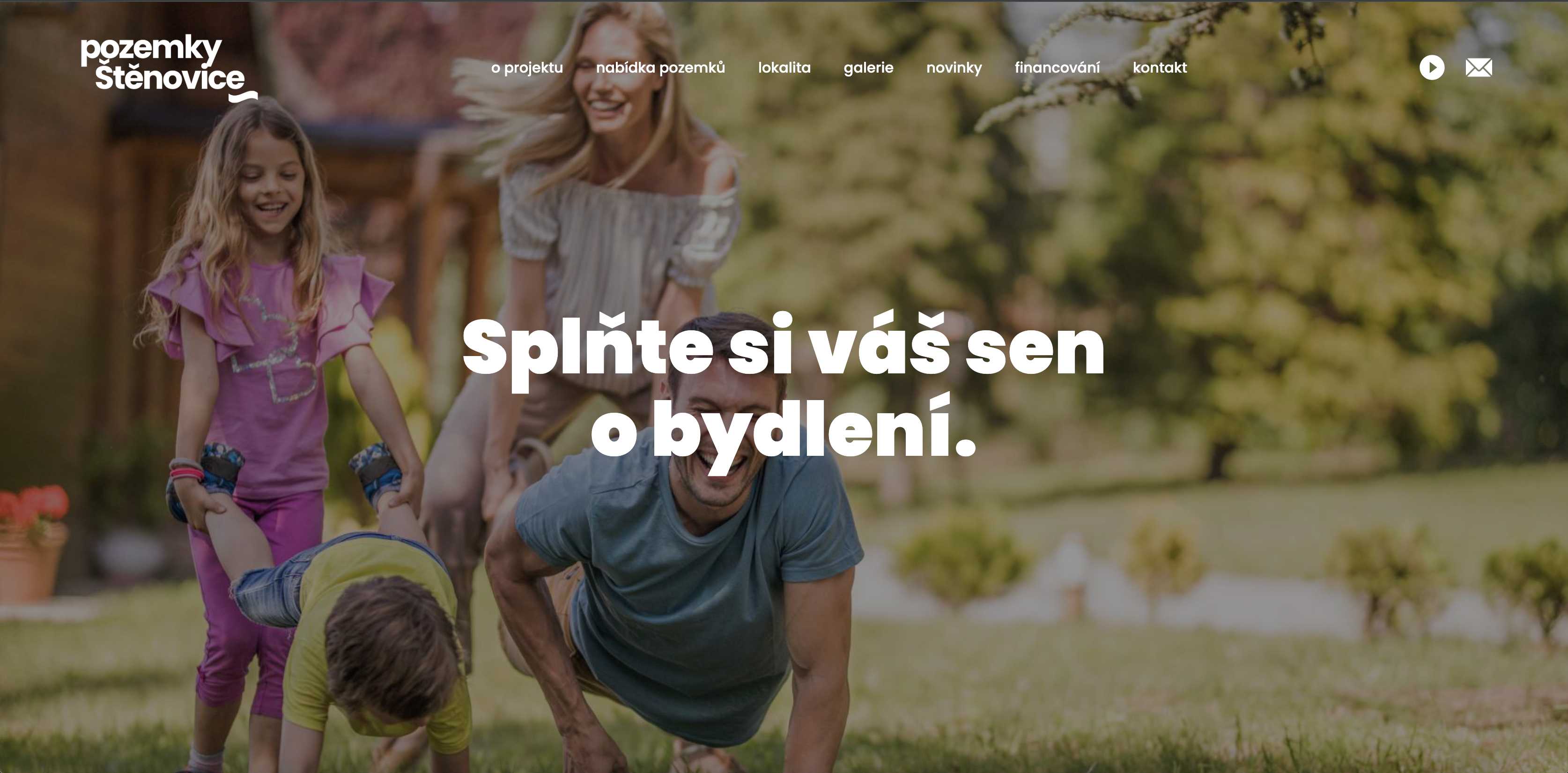 Webové stránky pro developerský projekt Pozemky Stenovice