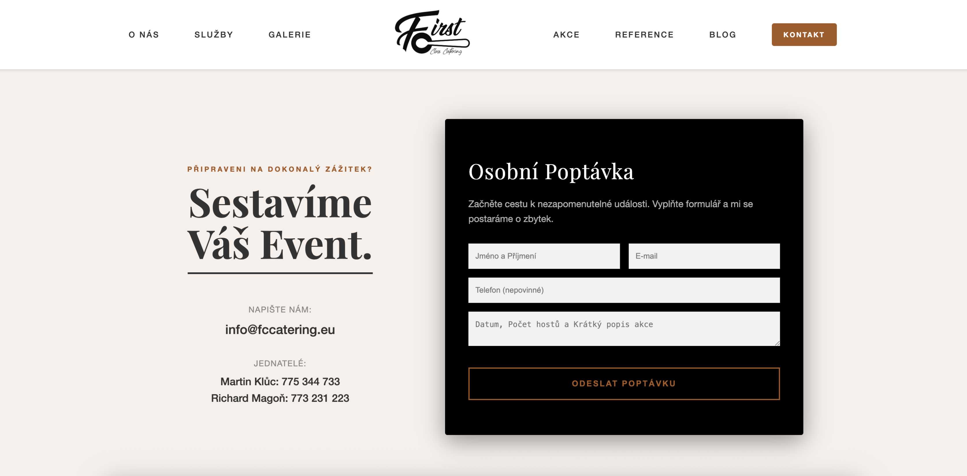 Prezentační web pro cateringovou společnost FCCatering